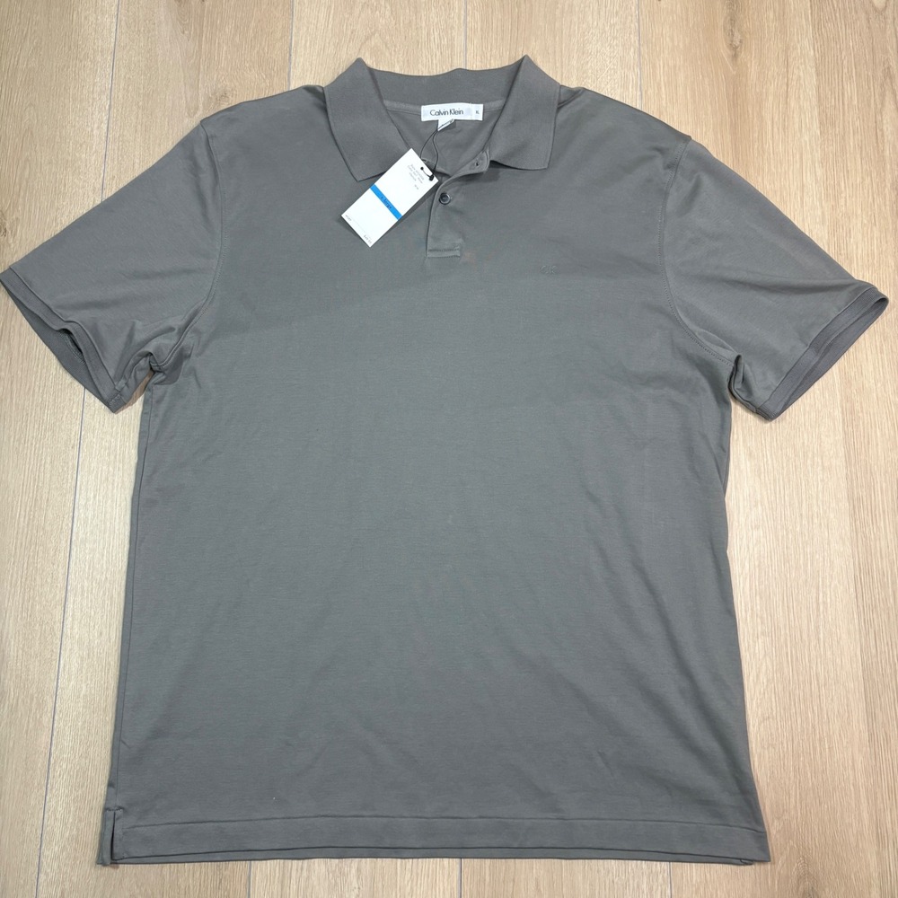 Calvin Klein Mens Liquid Cotton Polo Shirt Haze Gray XL‎ 40SX208 NWT